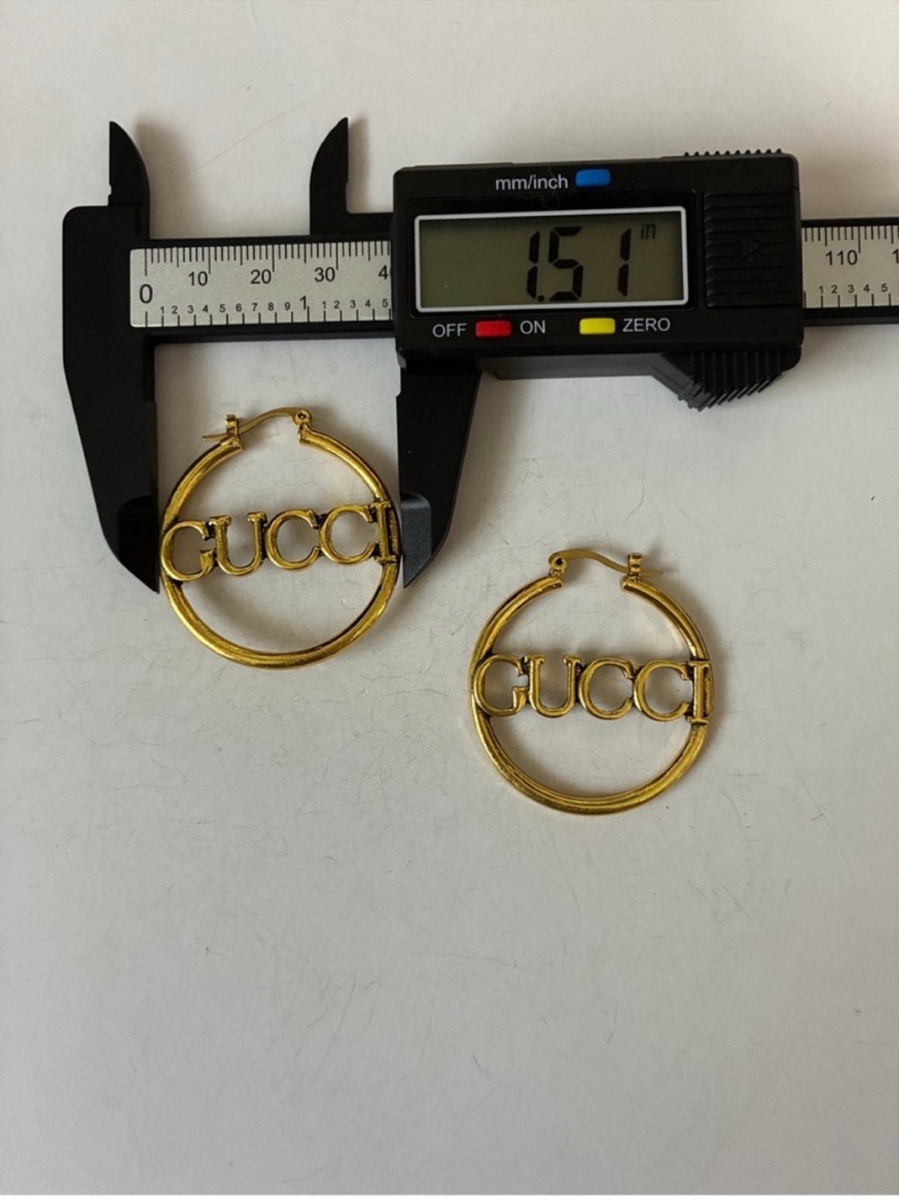 Gold GUCCI Logo Hoop Earrings - Picture 7 of 8